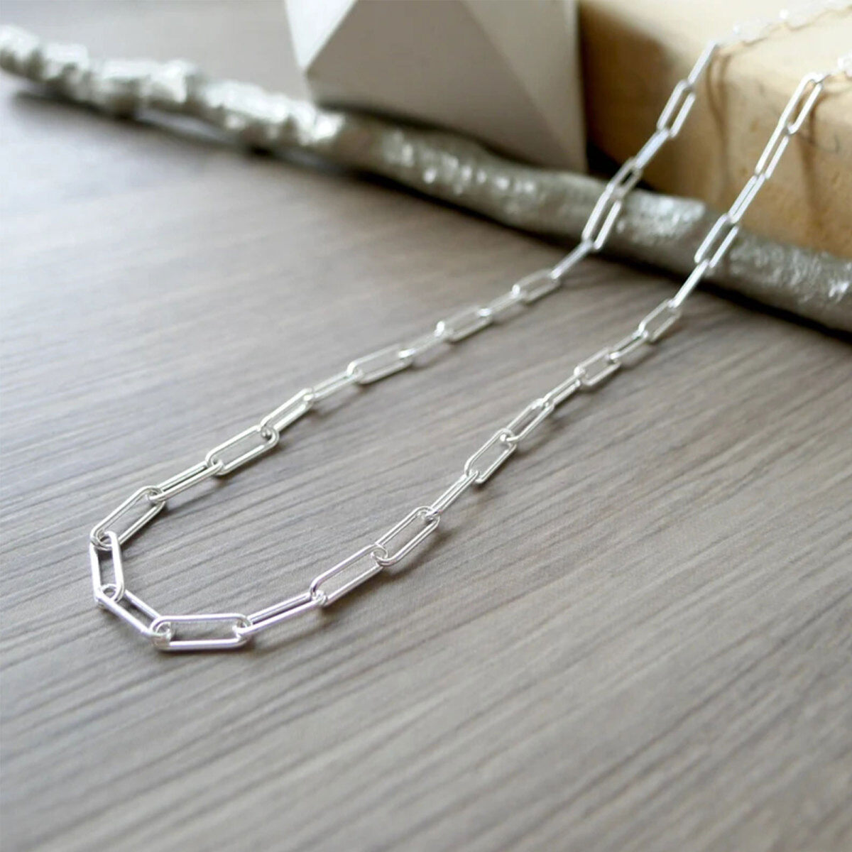 Sterling Silver Paperclip Chain Necklace-5