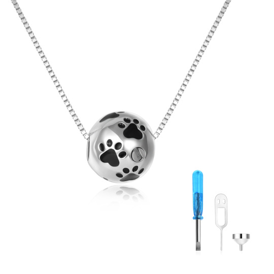 Sterling zilveren Paw & Ball Urn ketting voor as