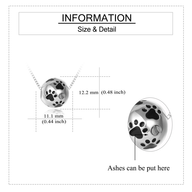 Sterling Silber Pfote & Ball Urne Halskette-5