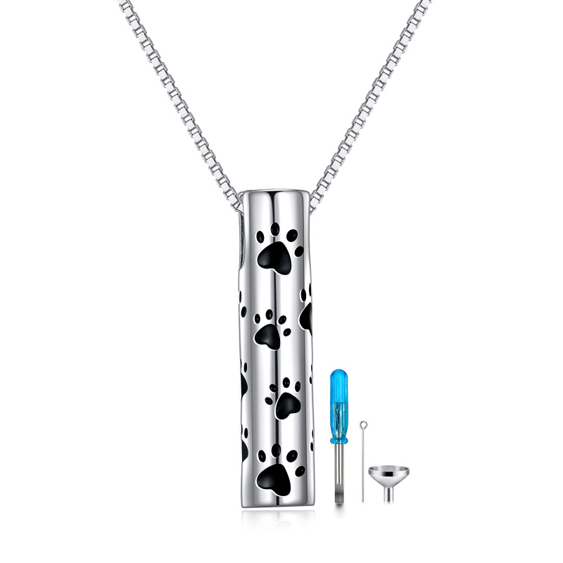 Colar de prata esterlina com pata e barra de urna-16