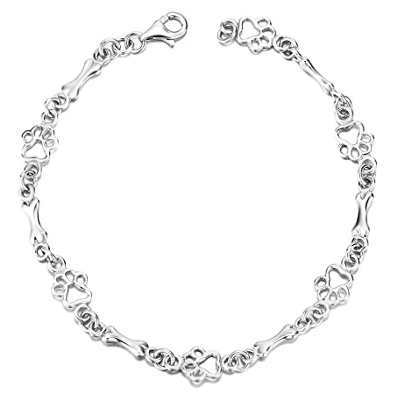 Pulseira de corrente de osso de pata de prata esterlina para mulheres-1