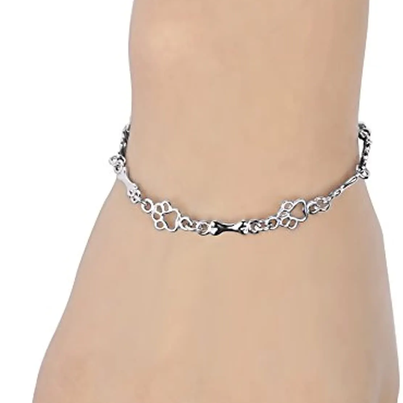 Sterling Silver Paw & Bone Chain Bracelet for women-3