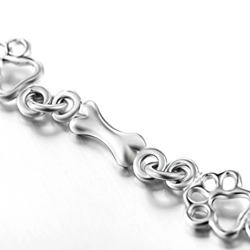 Sterling Silver Paw & Bone Chain Bracelet for women-5