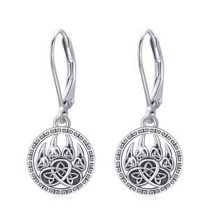 Sterling Silver Paw & Celtic Knot Drop Earrings-3