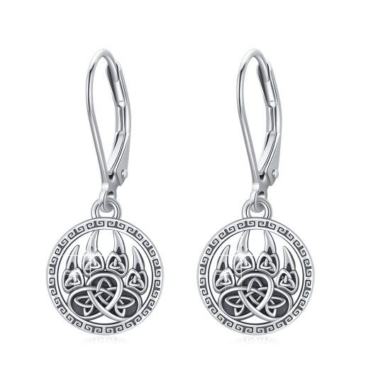 Sterling Silver Paw & Celtic Knot Drop Earrings