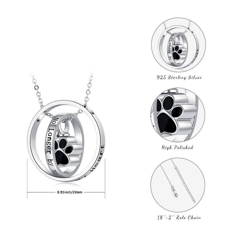 Collier Urne en argent sterling avec mot gravé Paw & Circle-6