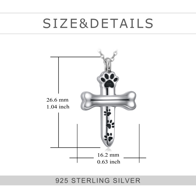 Sterling Silber Pfote & Kreuz Urne Halskette mit eingraviertem Wort-6