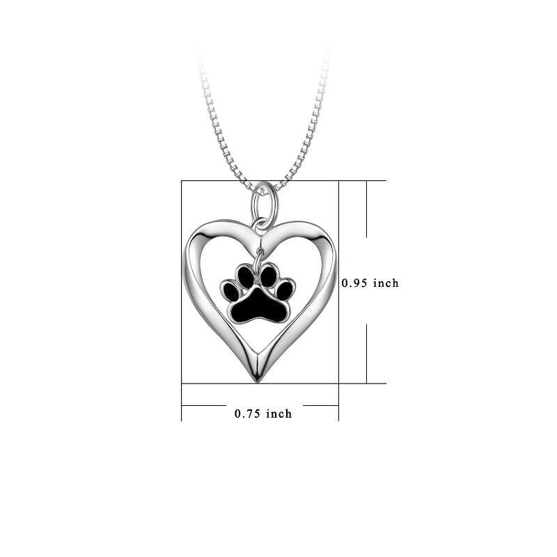 Sterling Silver Paw & Heart Pendant Necklace-3