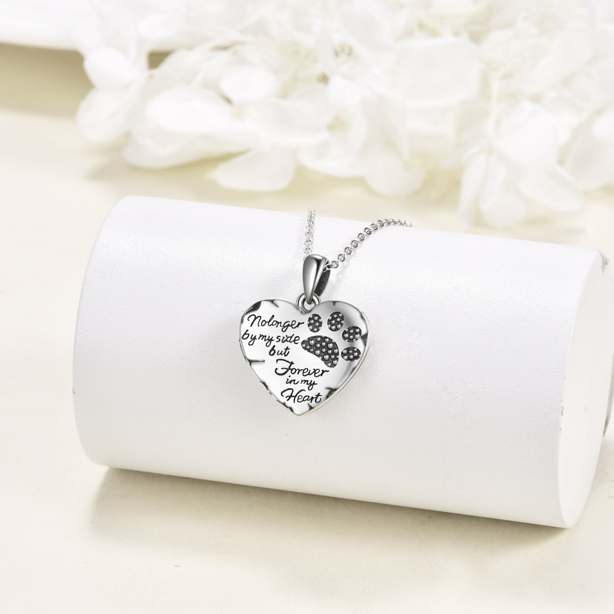 Sterling Silver Paw & Heart Personalized Photo Locket Necklace-4