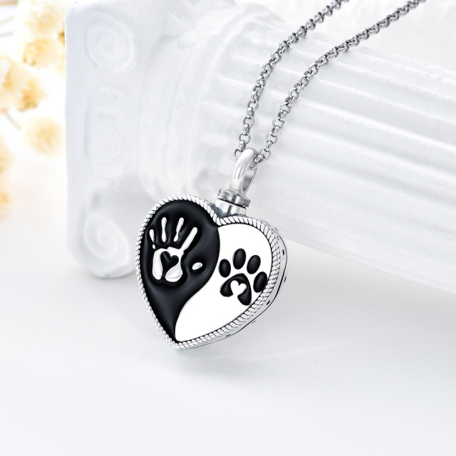 Collier urne en argent sterling avec mot gravé Paw & Heart-3