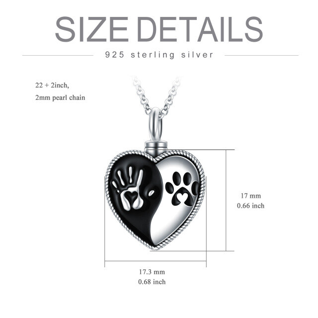 Collier urne en argent sterling avec mot gravé Paw & Heart-5