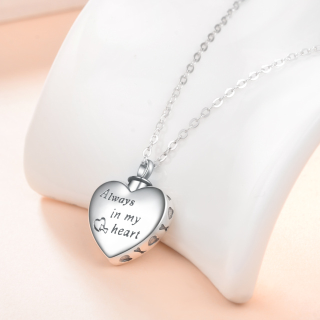 Collar de plata de ley con forma de pata y corazón para cenizas con palabra grabada-4