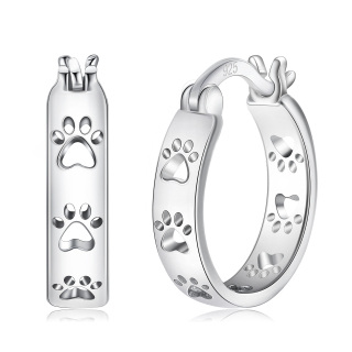 Sterling Silver Paw Hoop Earrings-11