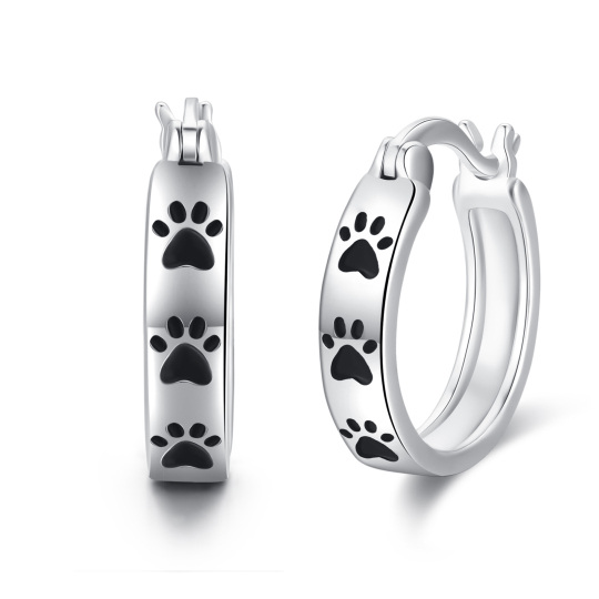 Sterling Silver Paw Hoop Earrings