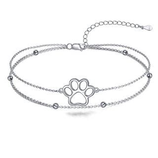 Sterling Silver Paw Multi-layered Anklet-28