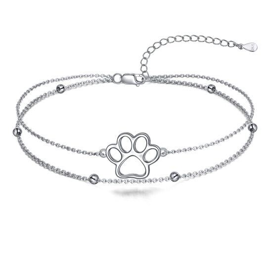 Bracelet de cheville en argent Sterling Paw multicouches