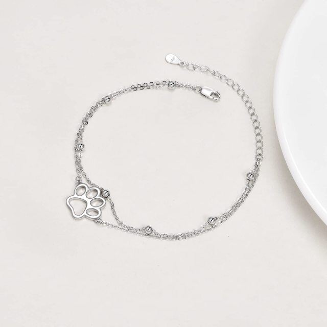 Bracelet de cheville en argent Sterling Paw multicouches-4