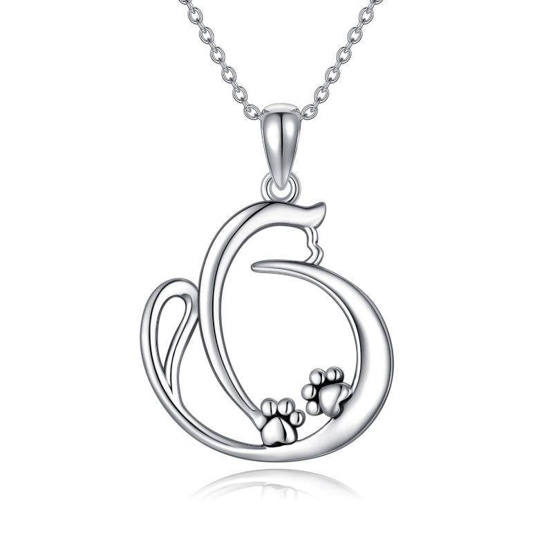 Sterling Silver Paw Pendant Necklace-1