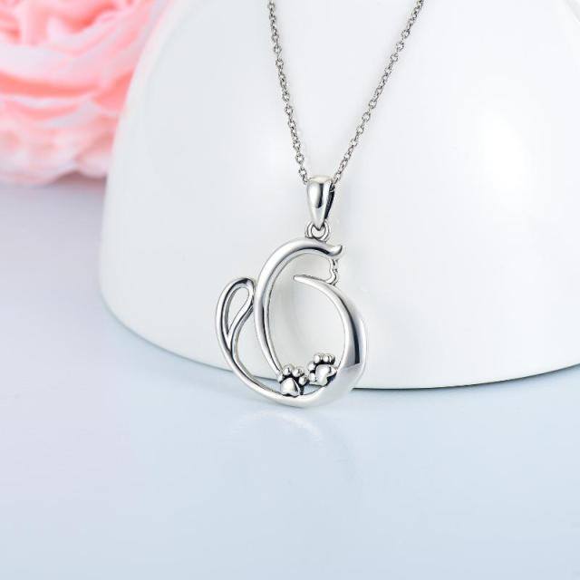 Sterling Silver Paw Pendant Necklace-3