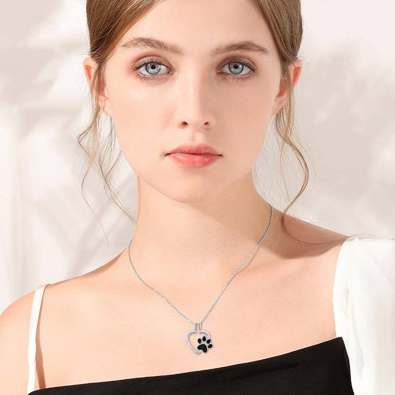 Sterling Silver Paw & Ring Holder Pendant Necklace-2