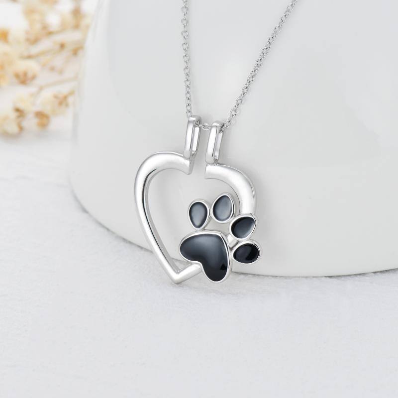Sterling Silver Paw & Ring Holder Pendant Necklace-3
