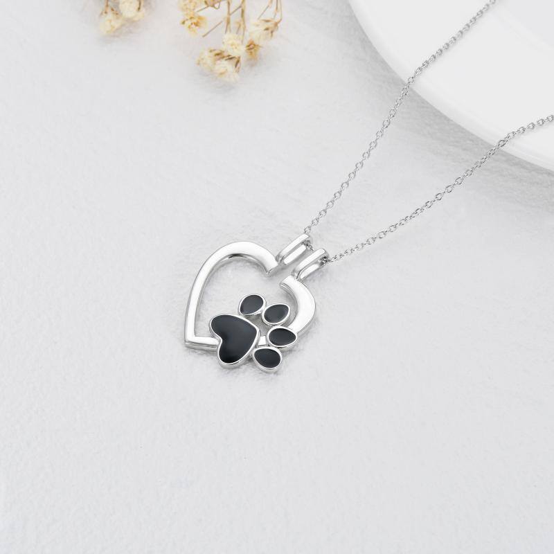 Sterling Silver Paw & Ring Holder Pendant Necklace-4