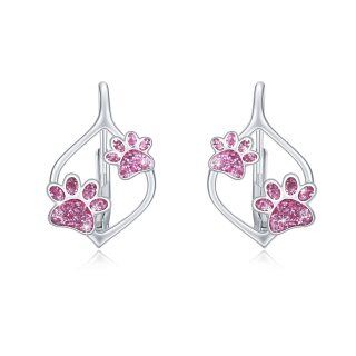 Sterling Silver Paw Stud Earrings-35