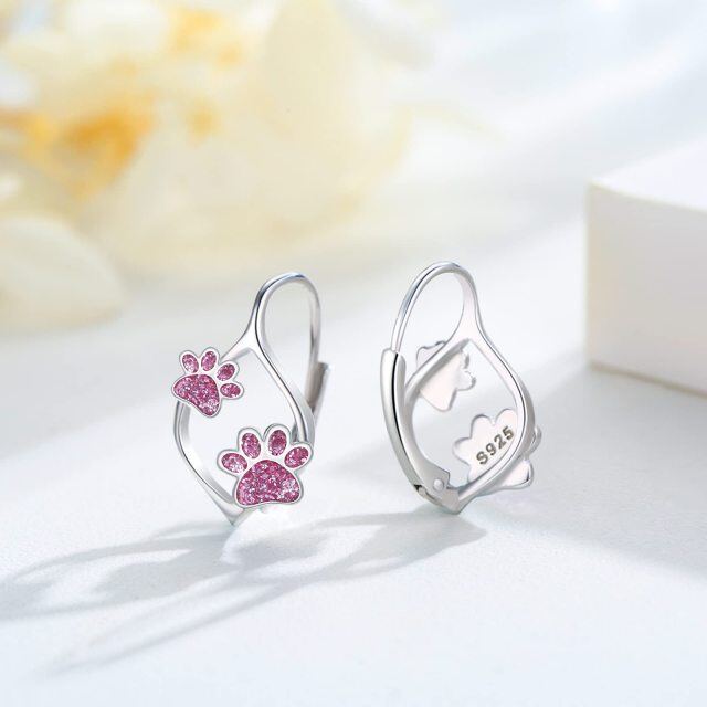 Sterling Silver Paw Stud Earrings-4