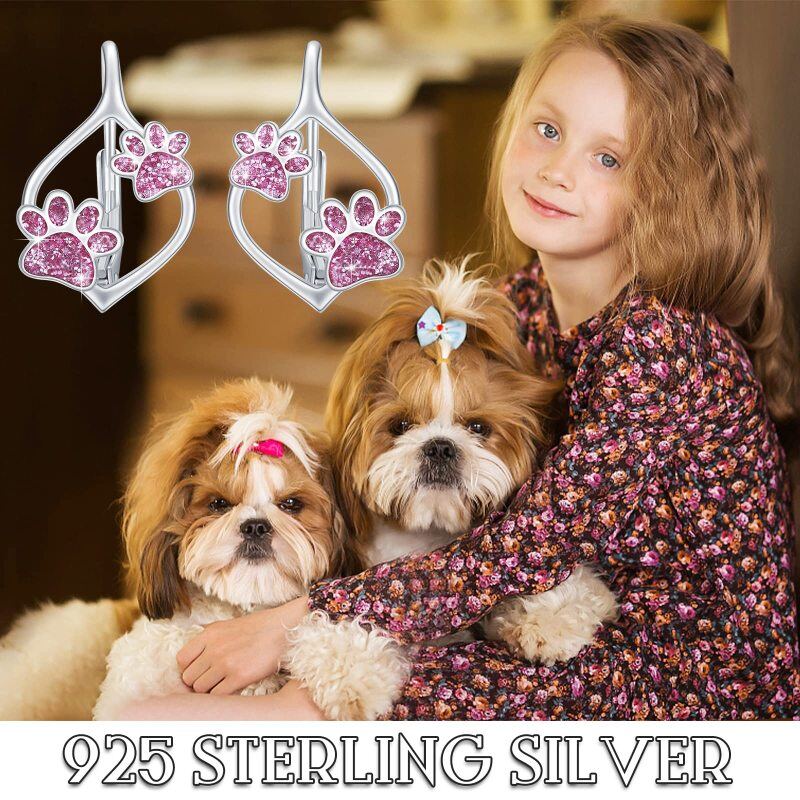 Orecchini a forma di zampa in argento sterling-6