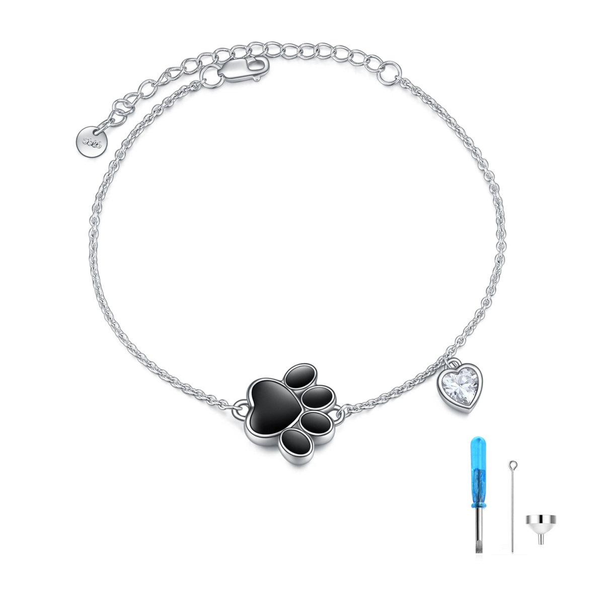 Pulsera de plata de ley con zirconia cúbica para urna de cenizas-1