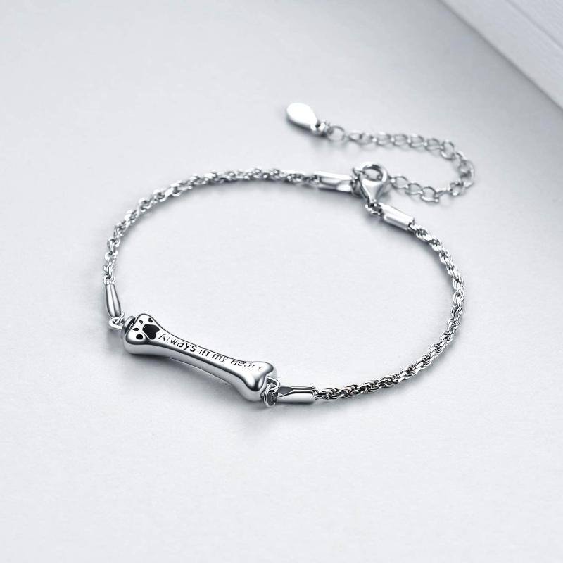 Sterling Silver Paw Urn Bracelet for Ashes with Engraved Word-3