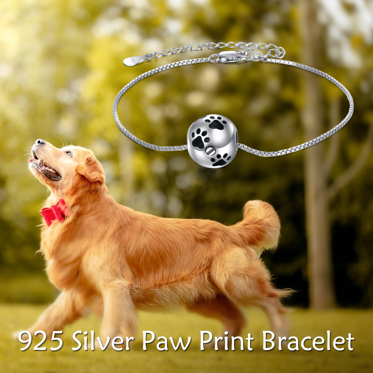 Sterling Silver Paw Urn Bracelet for Ashes-6