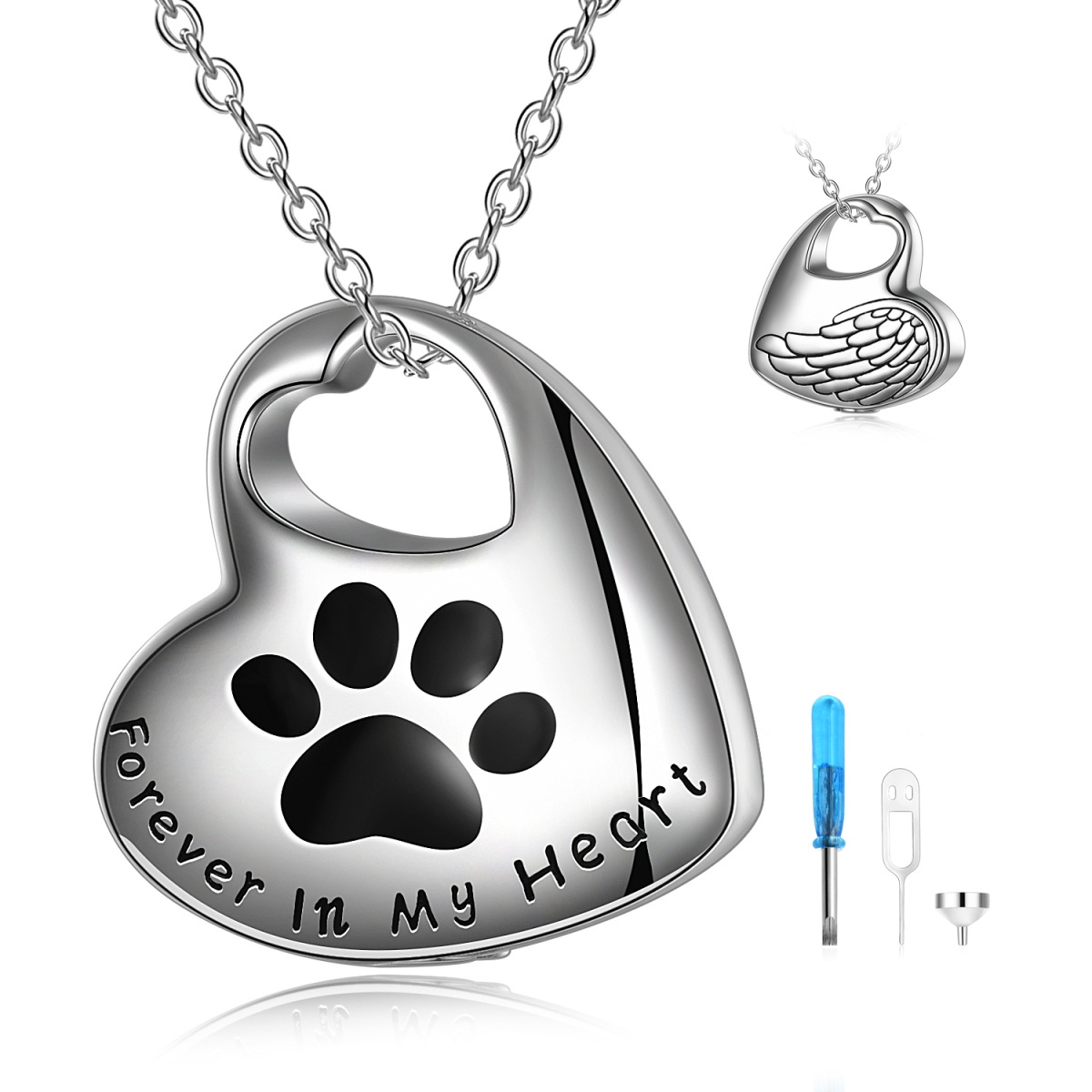 Sterling zilveren Paw Urn ketting voor as-1