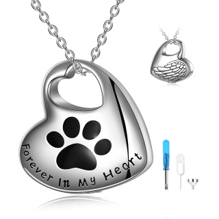 Sterling Silver Paw Urn Necklace for Ashes-3