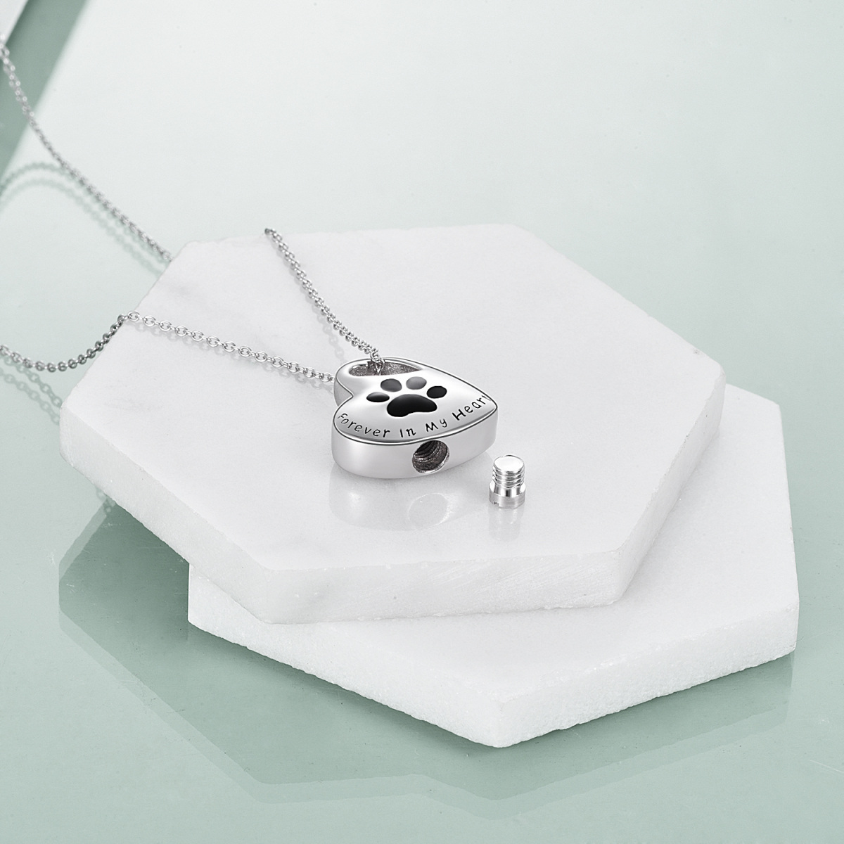 Sterling zilveren Paw Urn ketting voor as-3