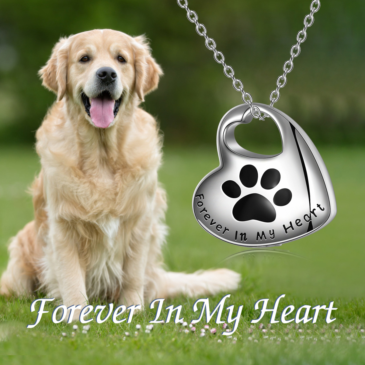 Sterling zilveren Paw Urn ketting voor as-6