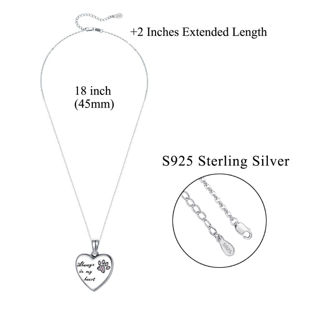 Sterling Silver Cubic Zirconia Paw Urn Necklace for Ashes with Engraved Word-6