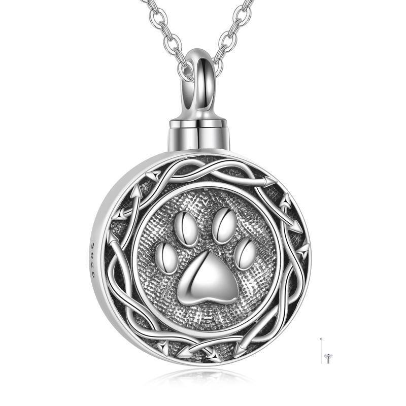 Collier en argent sterling Paw Urn-17