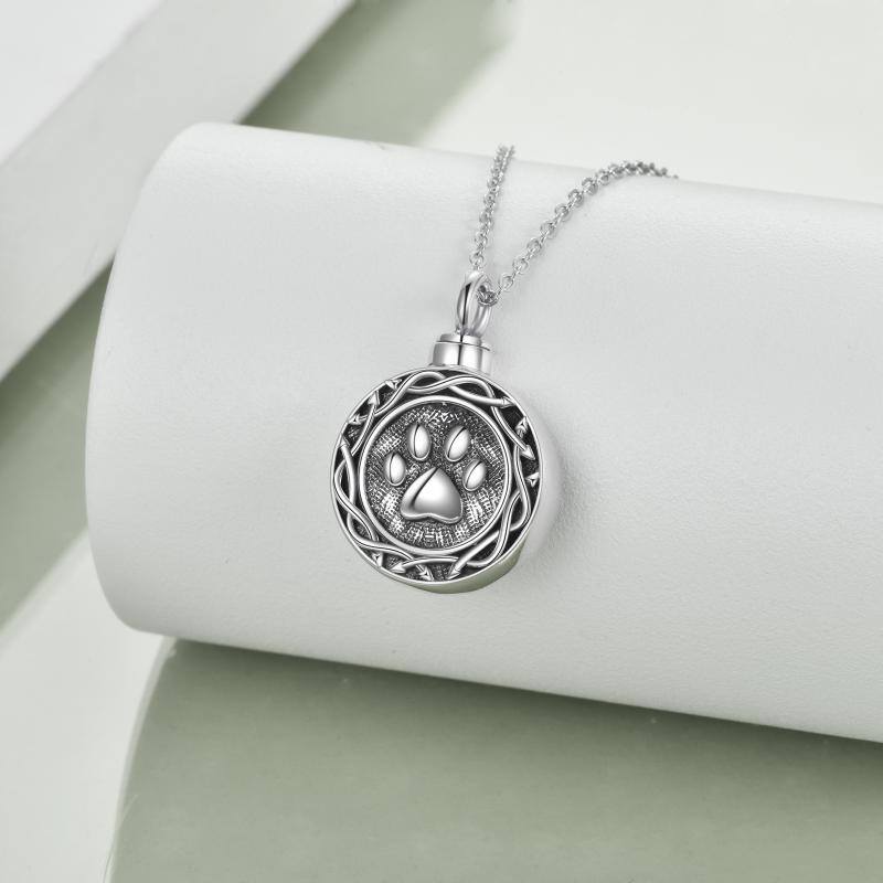 Sterling Silver Paw Urn Necklace for Ashes-3