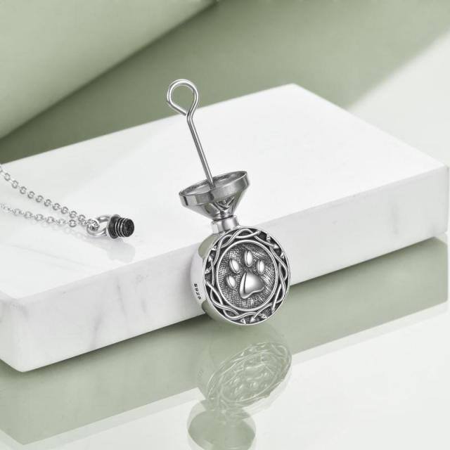 Collana d'argento con urna a forma di zampa per le ceneri-4