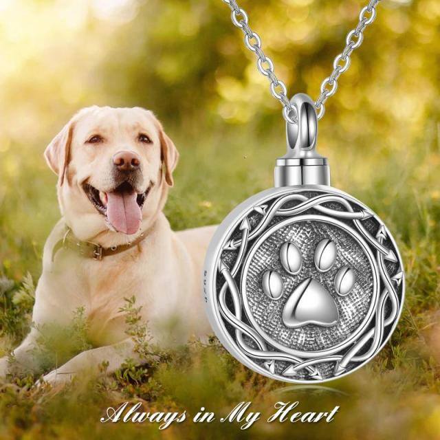 Sterling Silver Paw Urn Necklace for Ashes-6