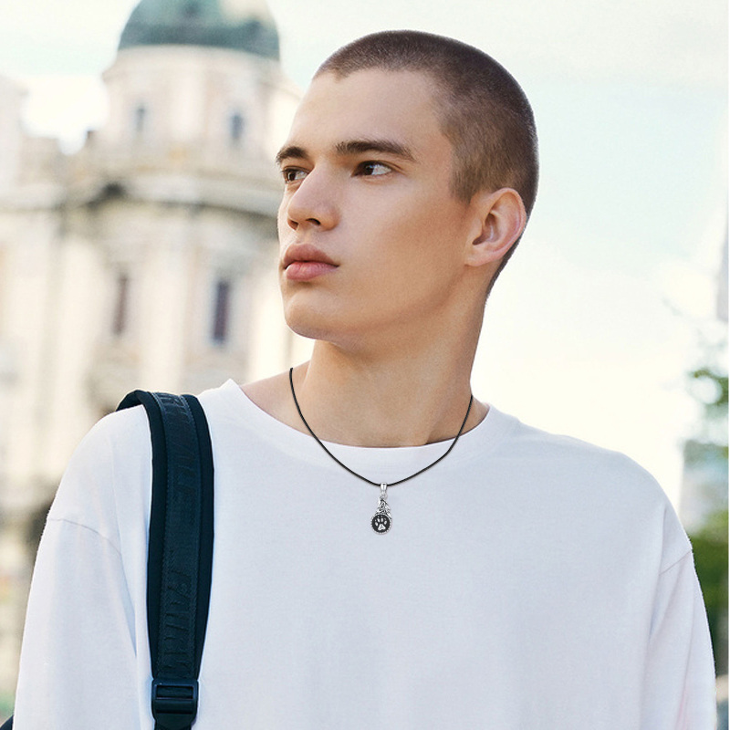 Sterling Silver Paw & Wolf Urn Necklace For Ashes-2