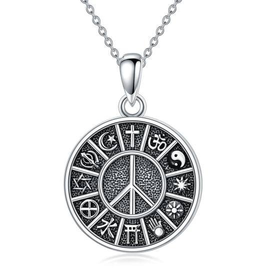 Sterling Silver Peace Symbol Pendant Necklace for Men