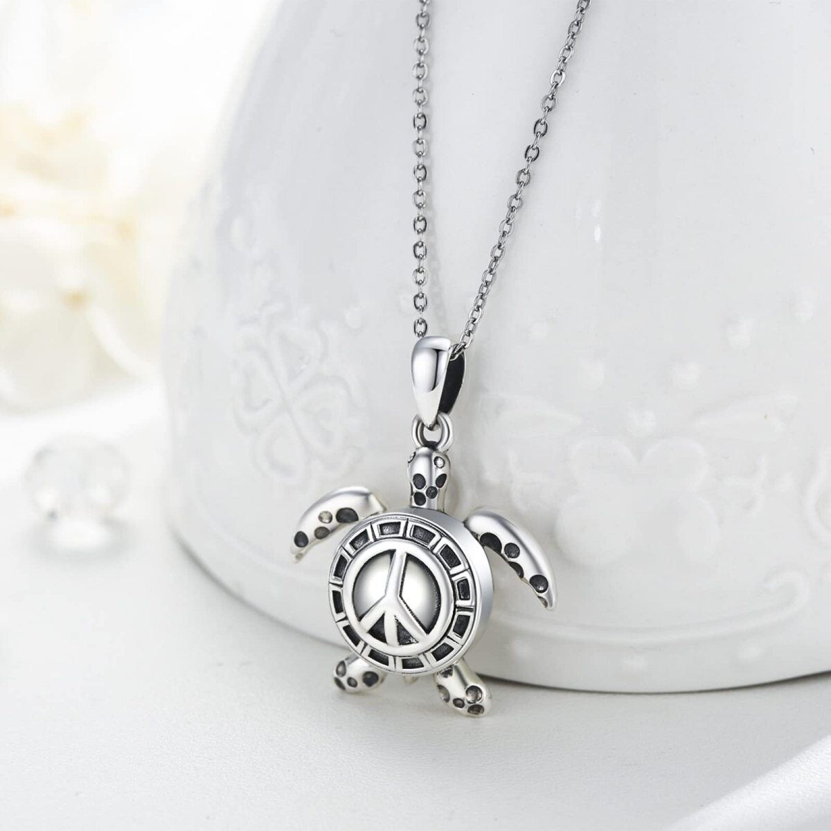 Collier pour cendres en argent sterling avec symbole de paix-4