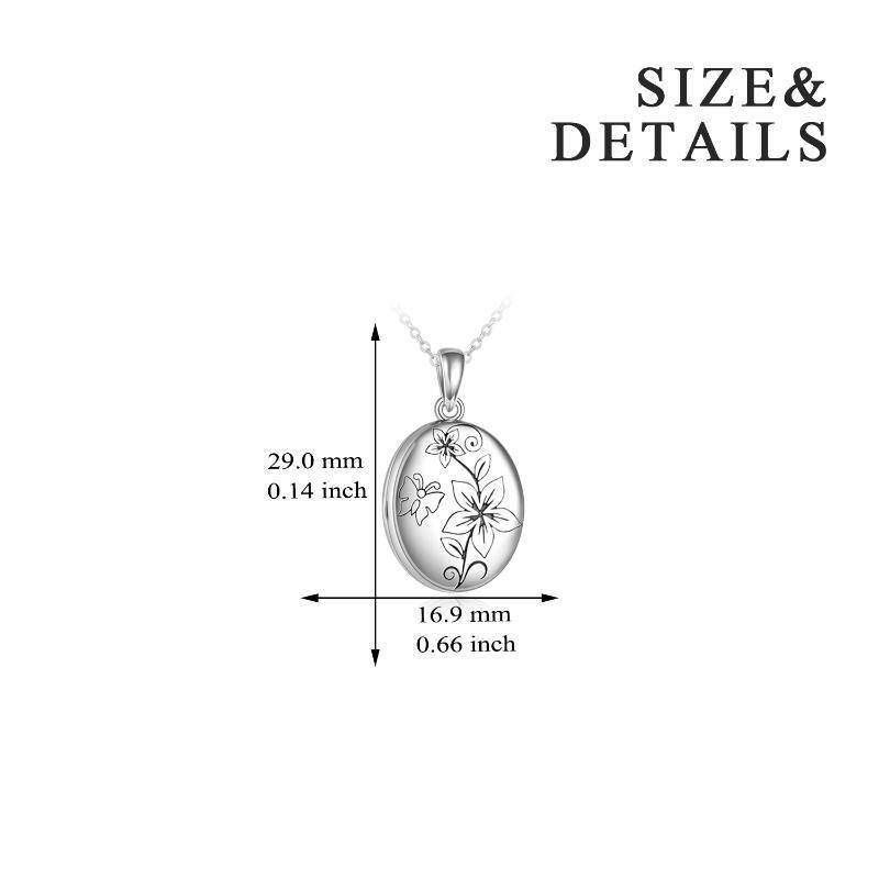 Sterling Silver Peach Blossom Personalized Photo Locket Necklace-5