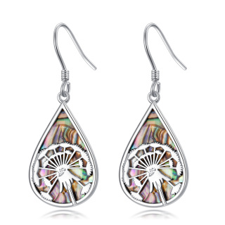 Sterling Silver Pear Abalone Shellfish Dandelion Drop Earrings For Women-37