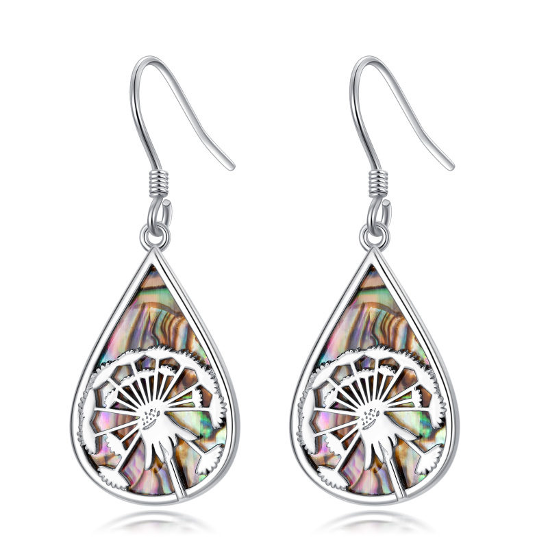 Pendants d'oreilles en argent sterling en forme de poire avec des coquillages Abalone Dand