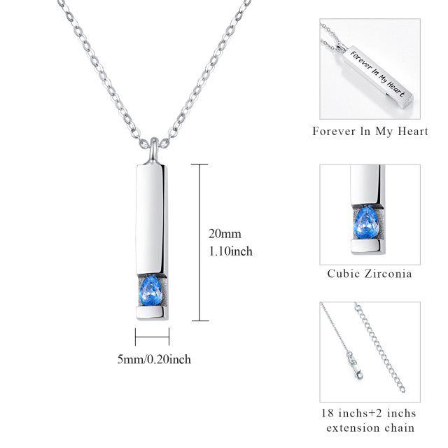 Urnen-Halskette aus Sterlingsilber in Birnenform mit Zirkonia und eingraviertem Wort-4