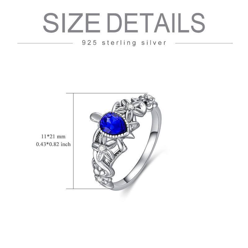 Sterling Silver Pear Shaped Crystal Drop Shape Ring-5