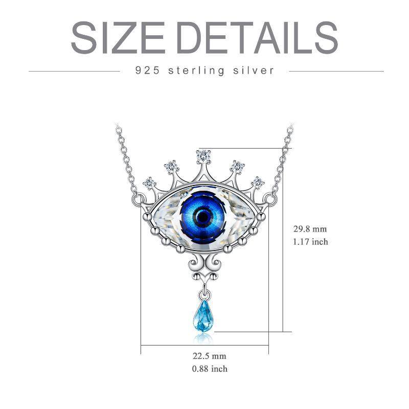 Sterling Silber birnenförmiger Crystal Evil Eye Anhänger Halskette-5